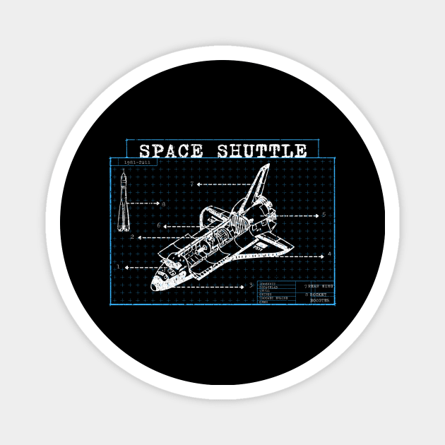 Space Shuttle Technical Blueprint Rocket Magnet by Foxxy Merch